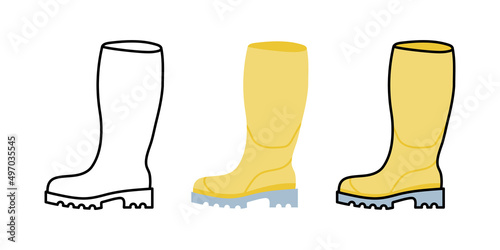 Water boot icon. Isolated background. Outline, glyph, filled. Horizontal format. Vector illustration, flat design