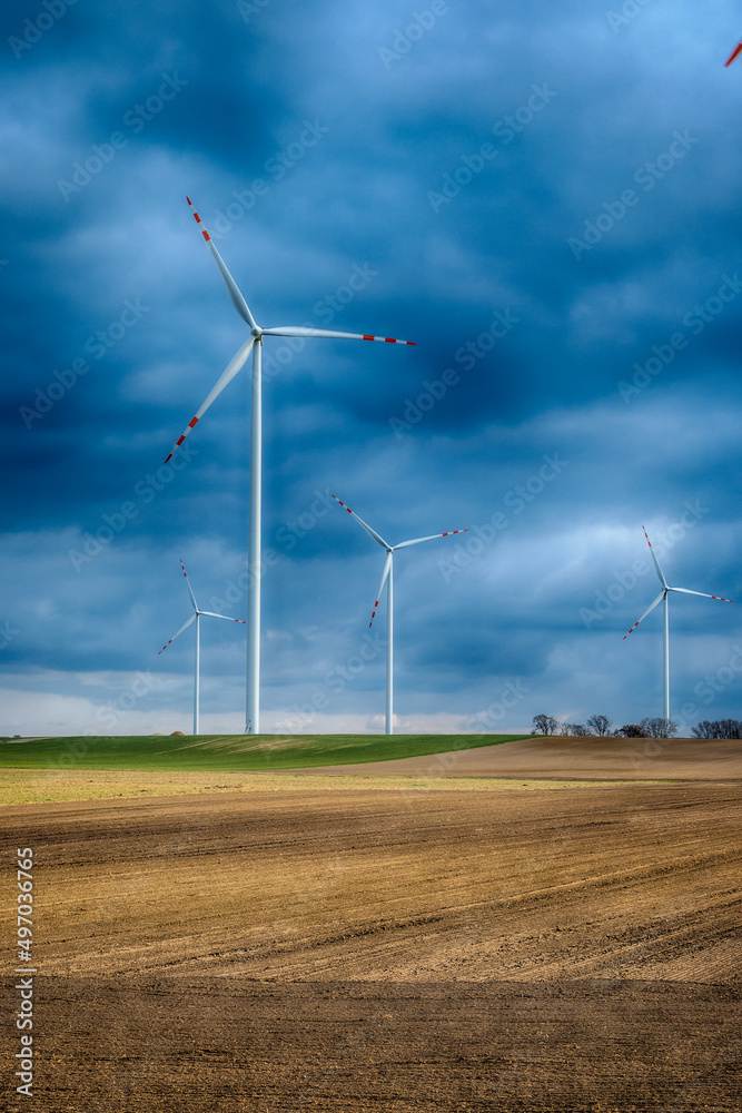 Electric wind turbine generating with blue sky and turbo generator Electric wind turbine generating with blue sky and turbo generator
