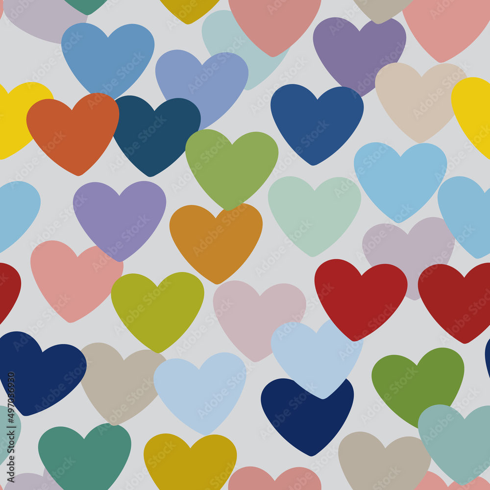 Seamless Pattern of Colorful Hearts