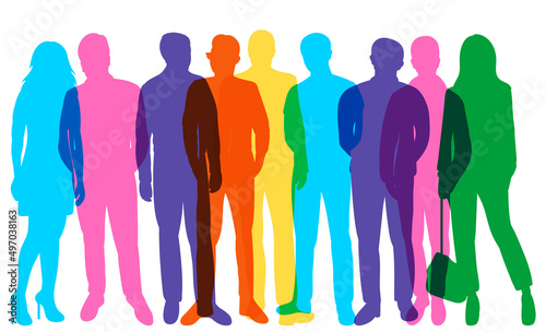 crowd of people colorful silhouette isolated