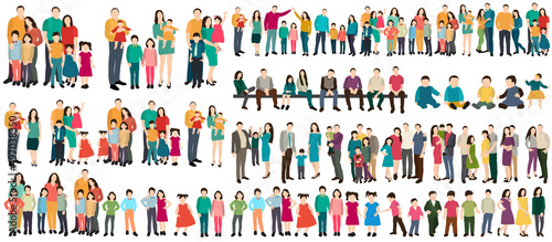 set of people without face flat design, isolated, vector