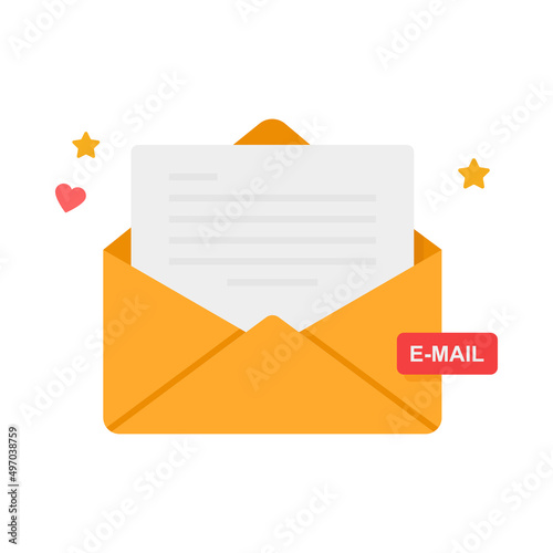 Envelope with email documents illustration.