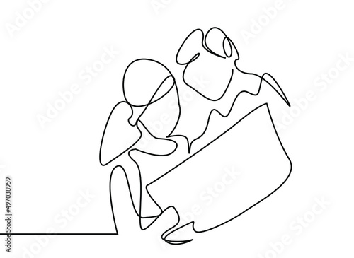 female and male office workers talking on documents in company and doing research analysis