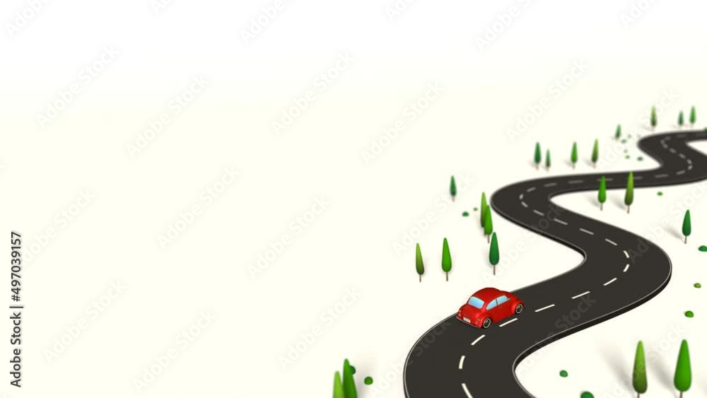 3D animation - Animation of a running red car. 
It runs forever without interruption.