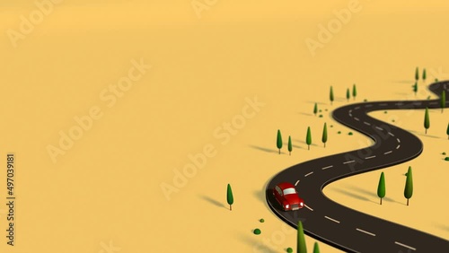 3D animation - Animation of a running red car.
It runs forever without interruption.