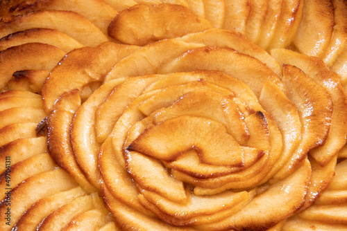 close up of apple pie isolated