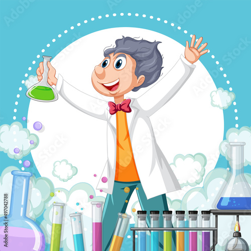 A scientist experiment in the lab on template