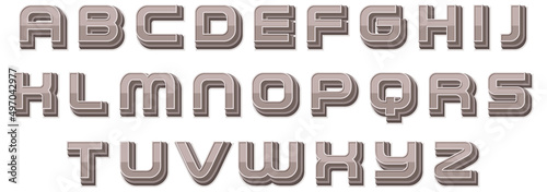 A set of English alphabet space font on white background