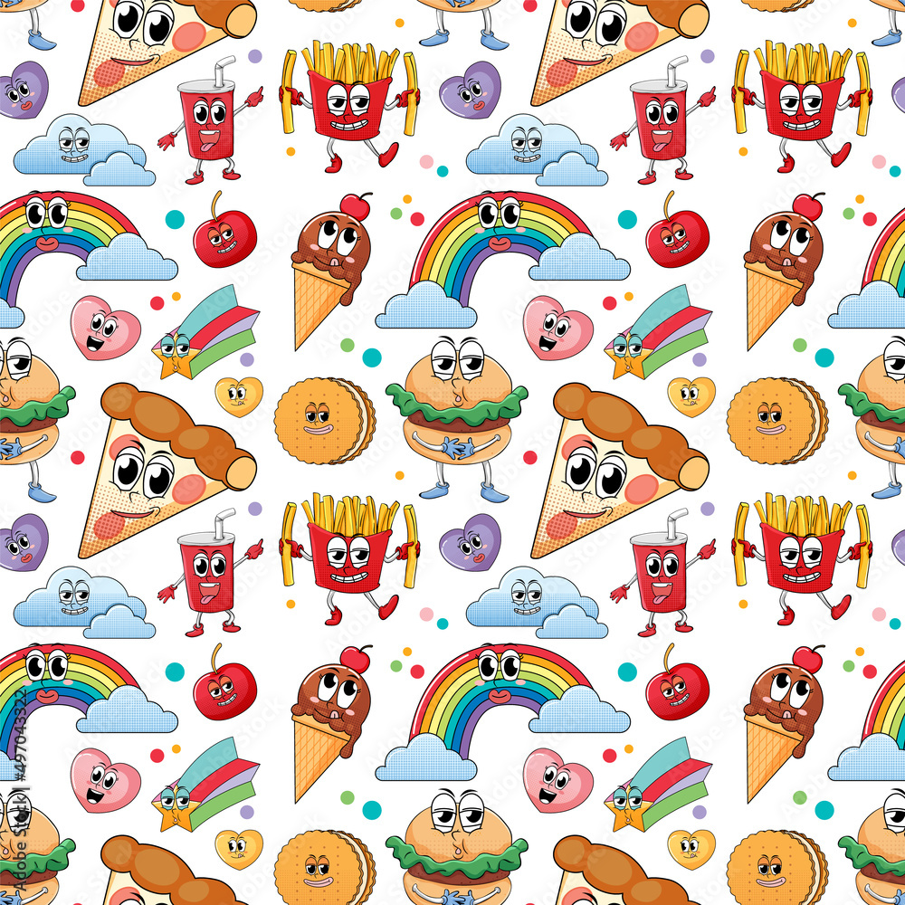 Seamless background with food theme Seamless background with food theme