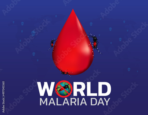 World malaria day concept design for malaria day. Good for banner, poster, campaign. Mosquito silhouette in sign illustration.