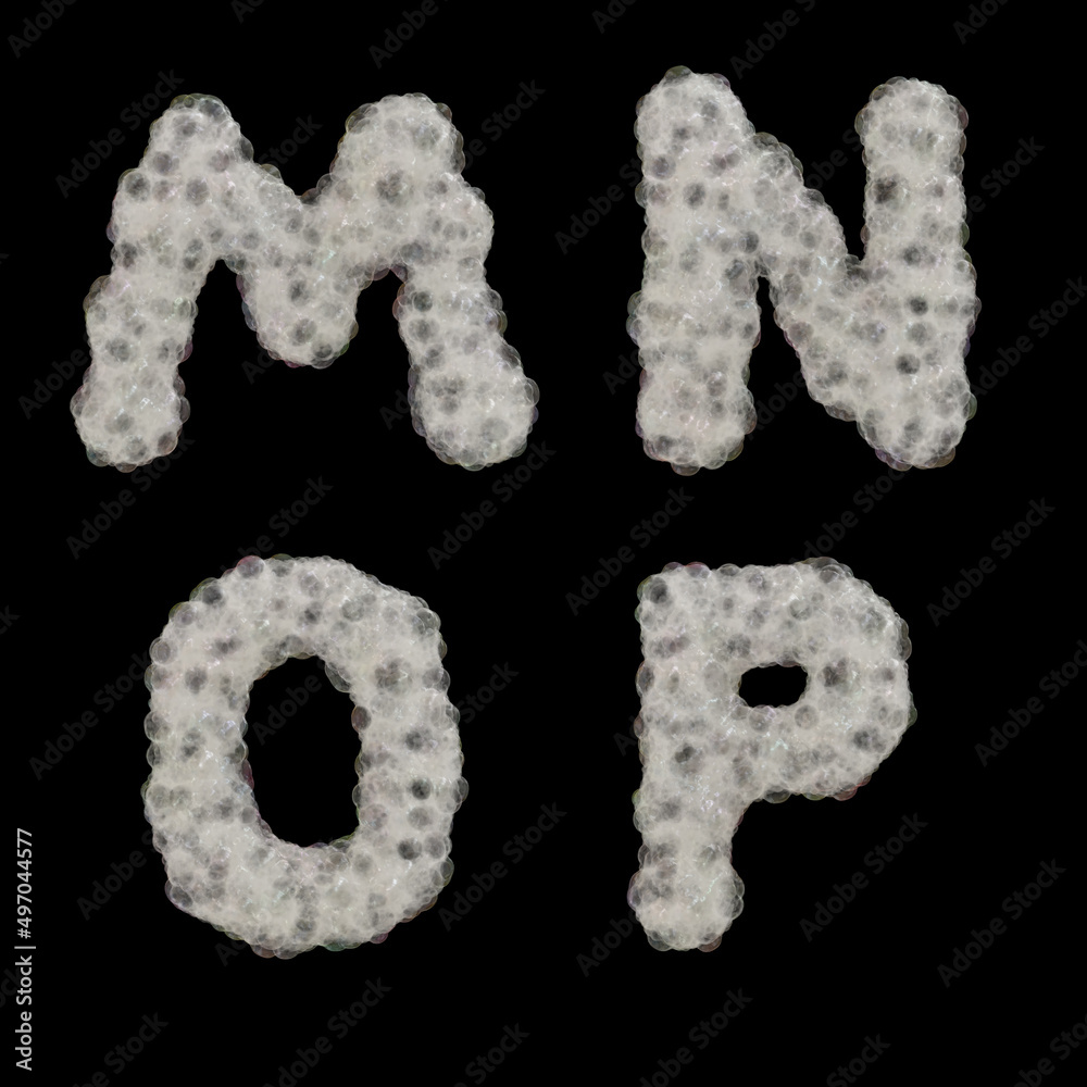 Soap foam capital letters alphabet - letters: M-P Soap foam capital letters alphabet - letters: M-P