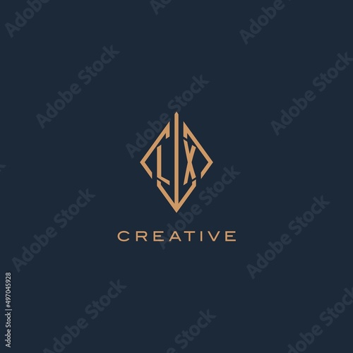 Monogram LX logo with diamond rhombus style, Luxury modern logo design