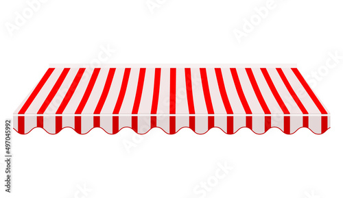 Red and white striped shop,store window awning. Awning, canopy icon