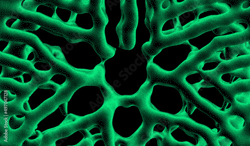 Background texture of porous material. Macrostructural design for flyer, poster, cover or brochure. Dot stipple design. 3D vector illustration. photo
