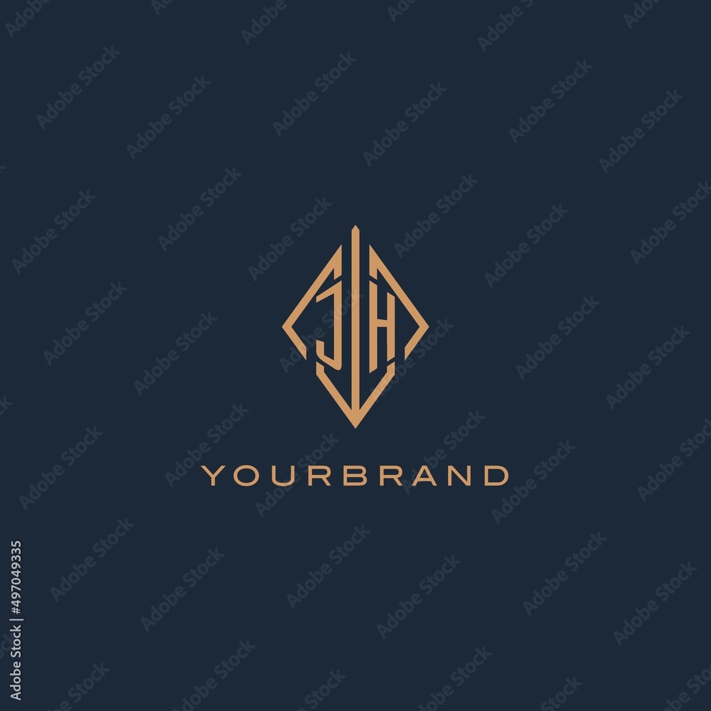 Monogram JH logo with diamond rhombus style, Luxury modern logo design ...