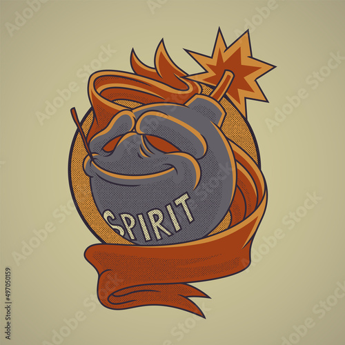 Cartoon emblem of spirit bomb