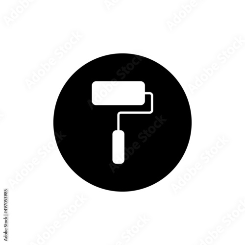 Paint roller icon in black round