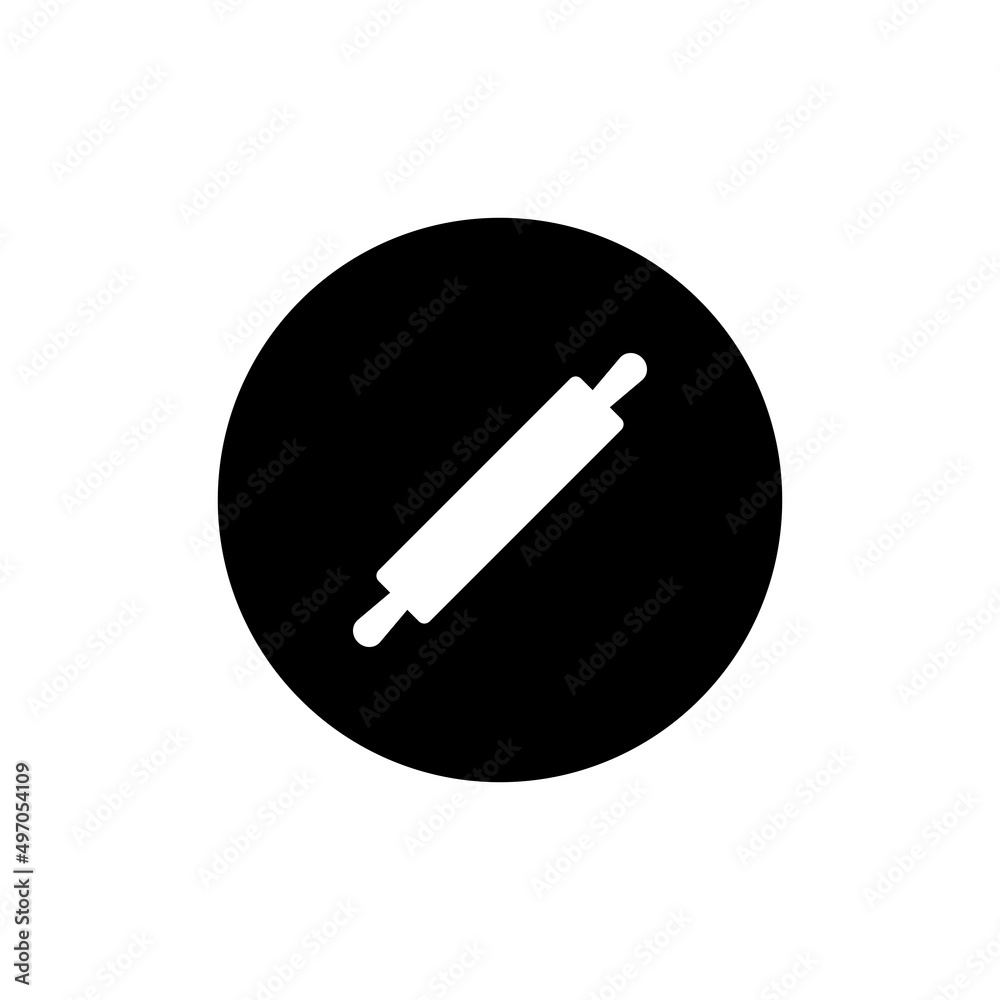 Rolling pin icon in black round Rolling pin icon in black round