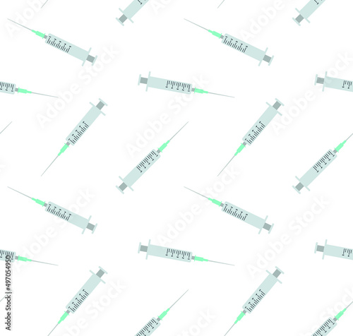 Vector seamless pattern of flat syringe isolated on white background