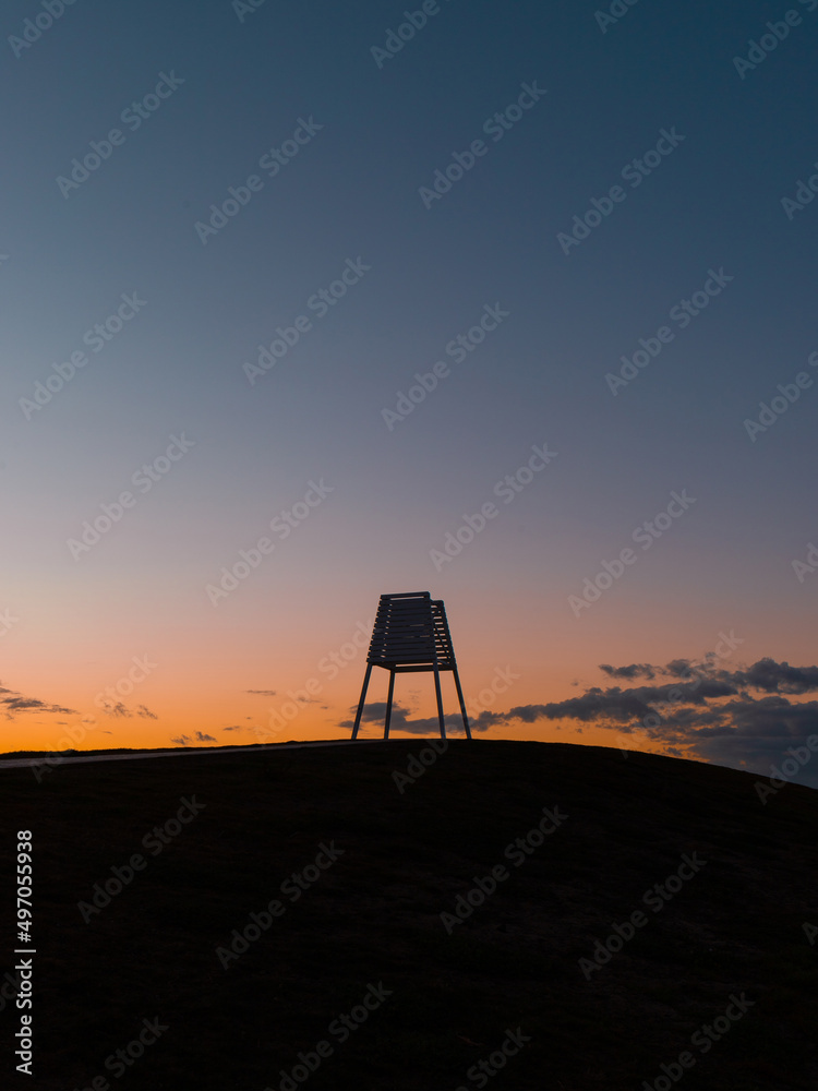 Silhouette of Point Ormond stand at sunset time, Melbourne, Australia.