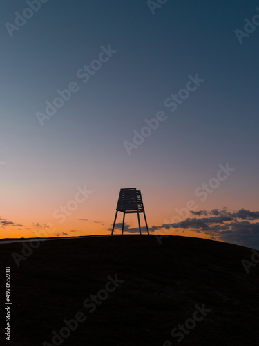 Silhouette of Point Ormond stand at sunset time, Melbourne, Australia.
