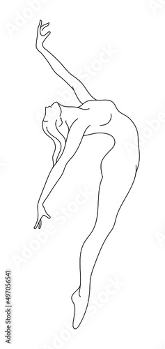 beautiful dancing girl illustration, pose sketch line art