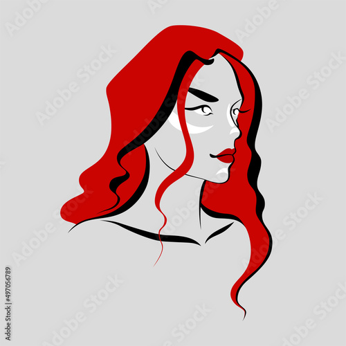 Image of red-haired woman looking away.