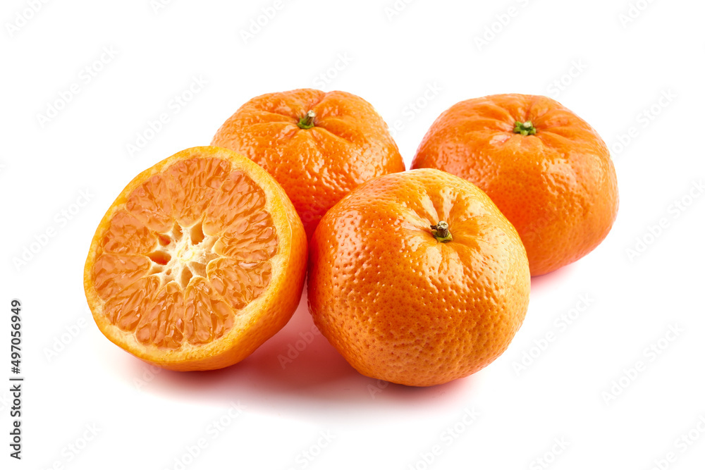 Tangerine or clementine, close-up, isolated on a white background. Tangerine or clementine, close-up, isolated on a white background.