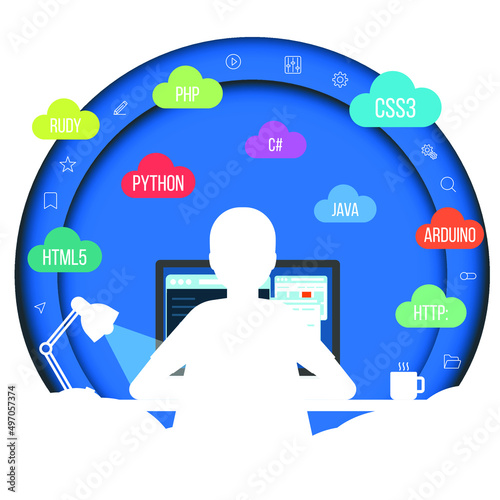 Vector clip art. Web developer. Programmer. 