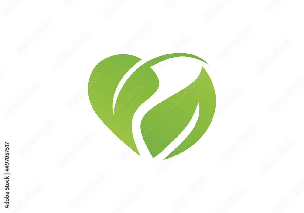Nature Love Logo green leaf Design Nature Love Logo green leaf Design