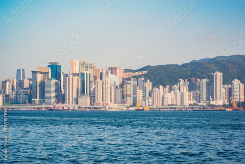 Evening city view of Hong Kong.