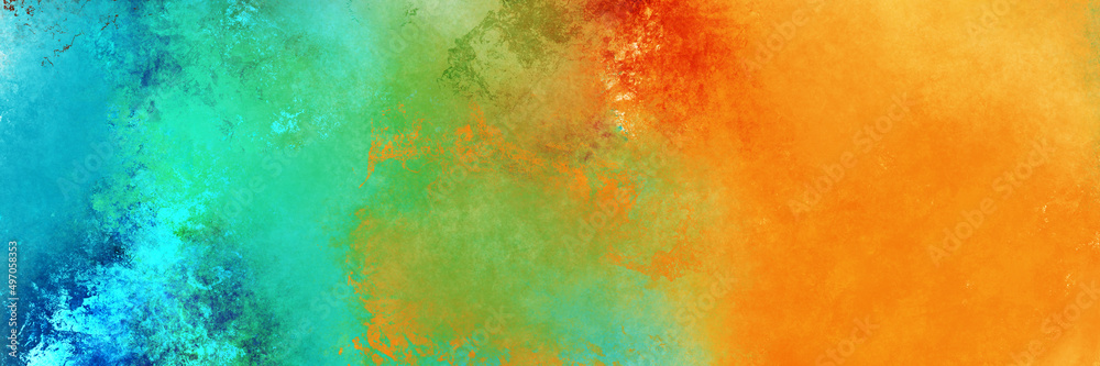 Colorful painting background banner with rainbow colors and grunge texture
