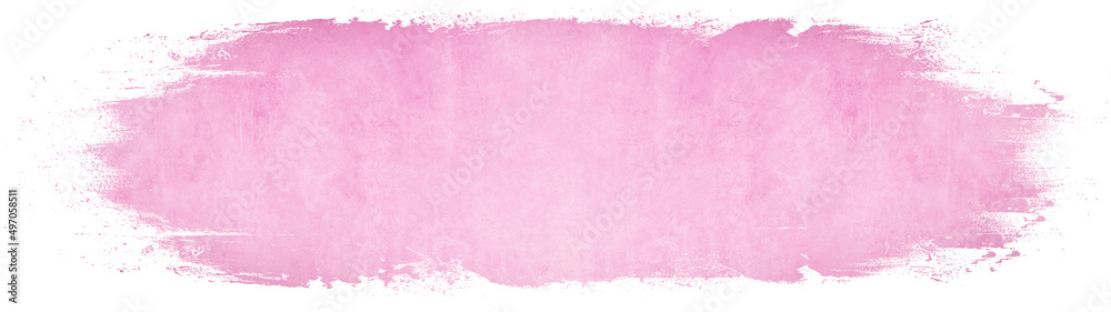 Bright pink pastel abstract watercolor splash brushes texture illustration art paper banner panorama - Creative Aquarelle painted, isolated on white background, canvas for design, hand drawing..