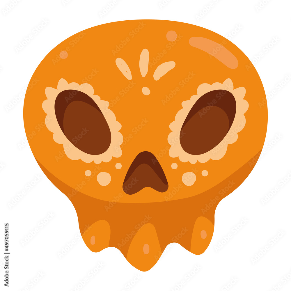 yellow mexican skull head