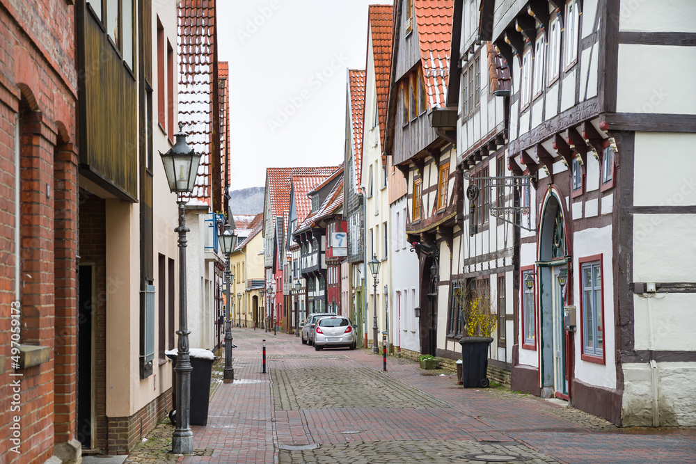 Fototapeta premium Altstadtgasse in Rinteln im Weserbergland