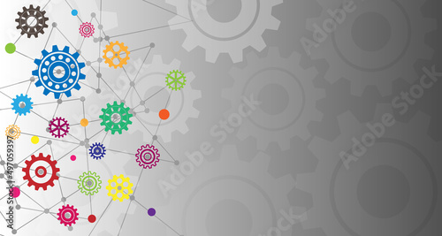 Network model, path, technology of the future gear wheel pattern on the background EP.7
