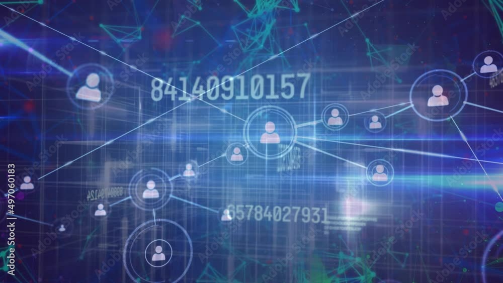 Animation of data processing on blue background Animation of data processing on blue background