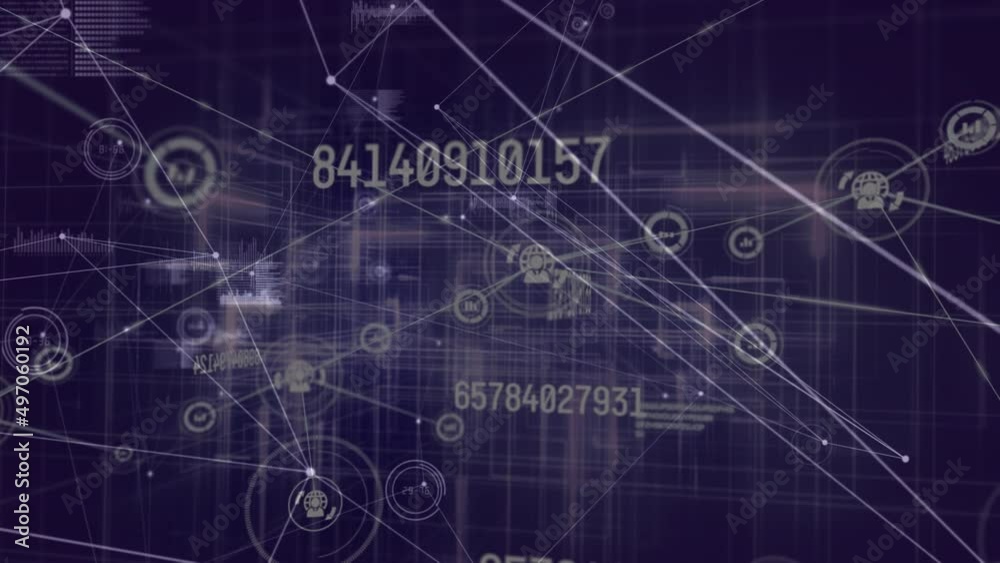 Animation of data processing on blue background Animation of data processing on blue background