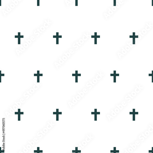 Vector shape geometric seamless pattern of religious christian cross on a white background. Grave burial symbol