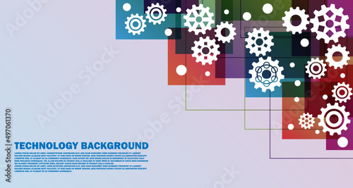 geometric colorful gear abstract techno gear background with wheels. Technology space for gear text. Vector gears modern mechanism industrial concept. EP.9