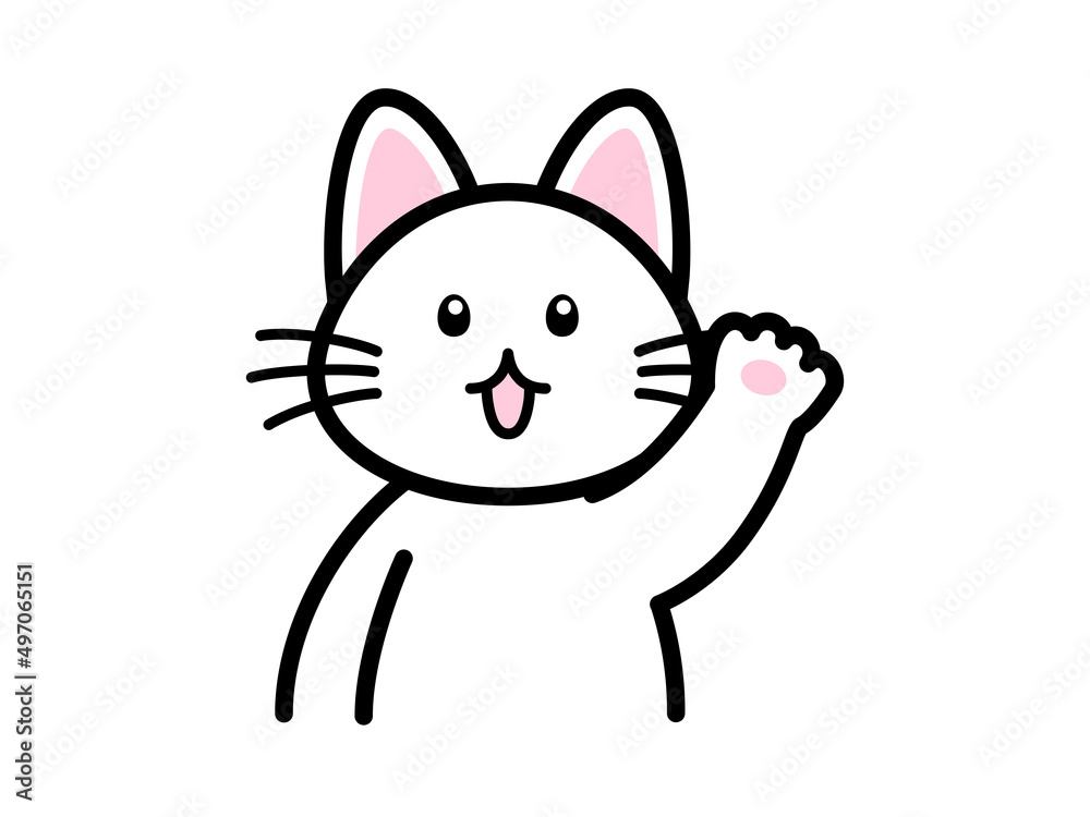 Obraz premium 手をあげる猫