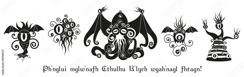 Poster MONSTRES Lovecraft Team CTHULHU grands anciens 20 – Wall Art