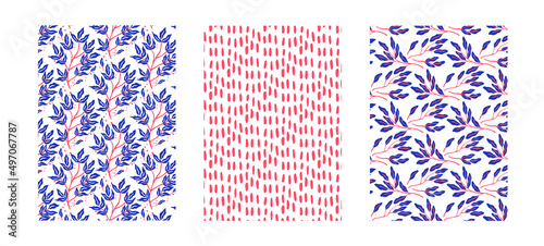 Pack de tres patrones de motivos de flores para fondos de diseño o estampados, vectores abstractos coloridos photo