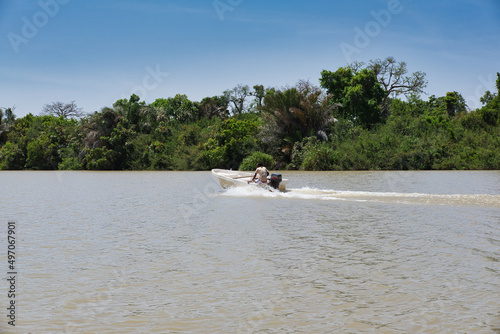 motor boat on river Gambia
