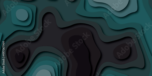 Abstract background with waves. Abstract papercut and multi layer cutout geometric pattern on vector.Panorama view beautiful gray color papercut background.