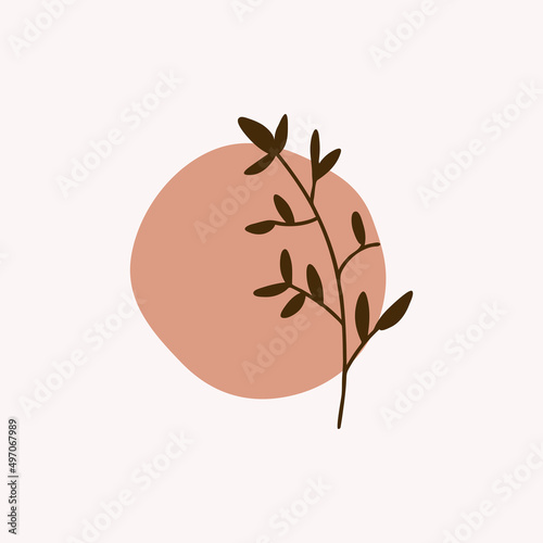 Vector illustration with sprig. Isolated icon  design element for invitation and greeting cards  decorative stickers or badges  banners  decoration design of page site  print   flyer or poster.