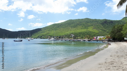 Plage de Saint Pierre avec ponton en Martinique photo