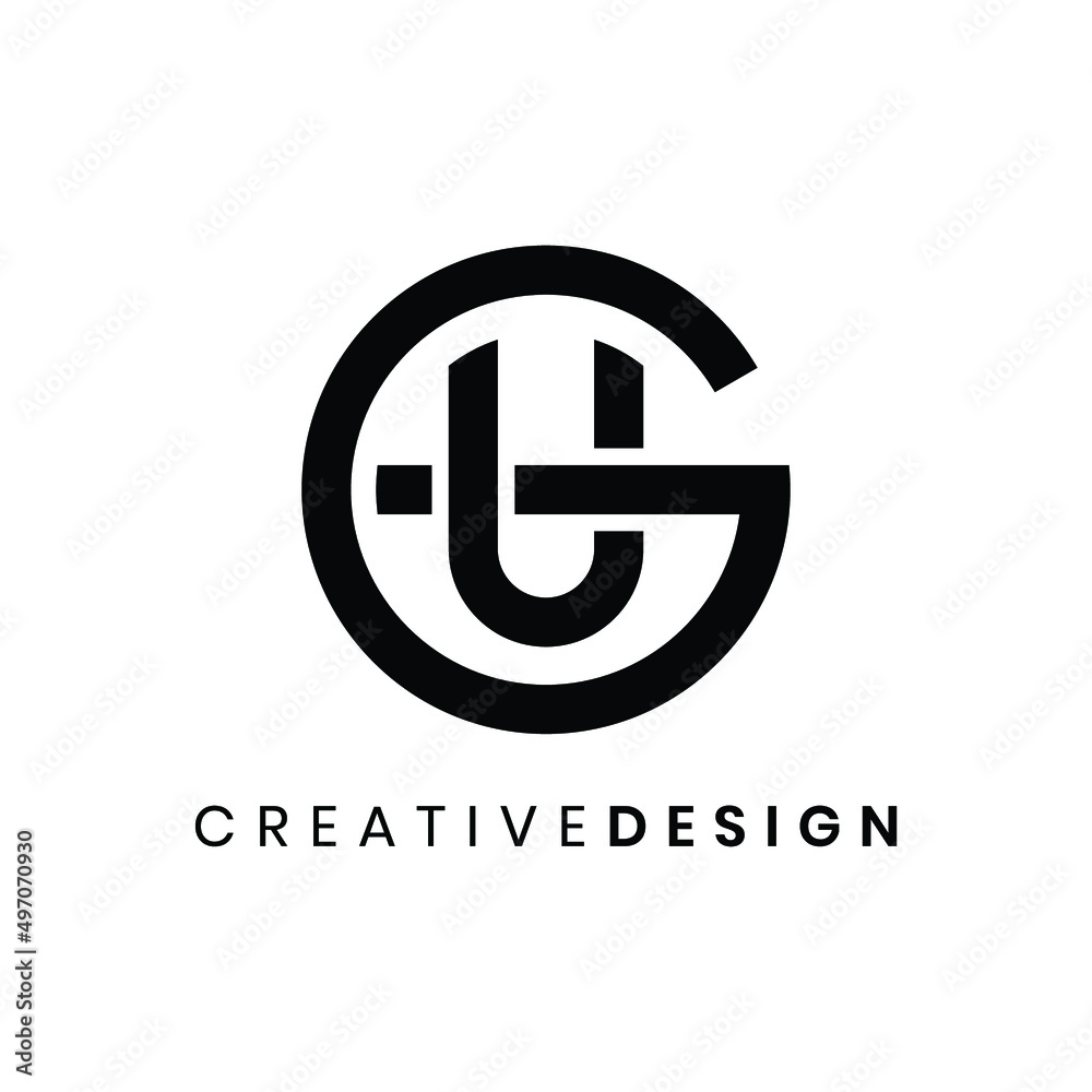 Creative modern circle letter GU logo design