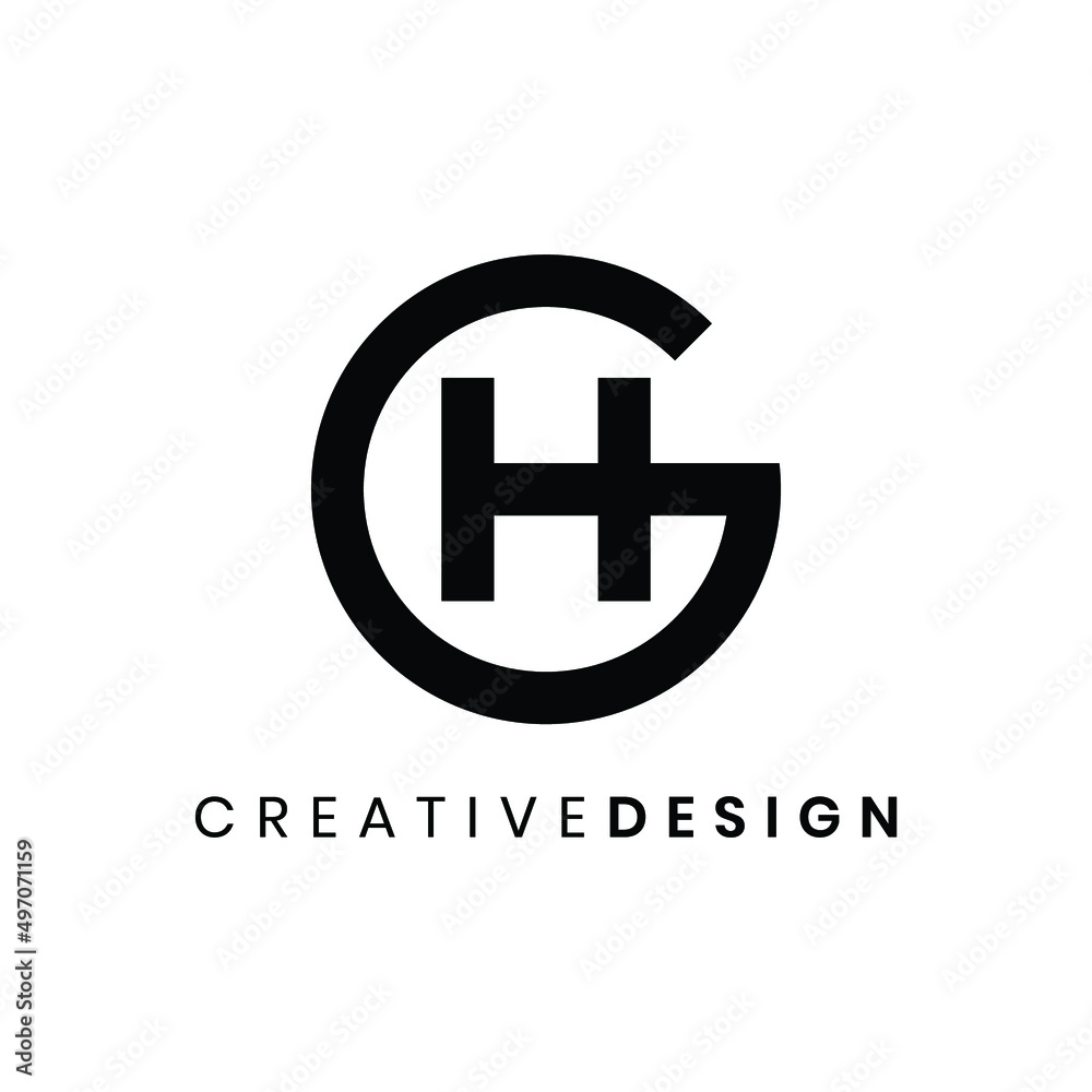 Obraz premium Creative modern circle letter GH logo design vector