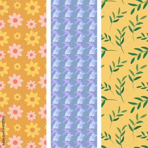 summer or spring pattern. depicted birds, flowers, leaves